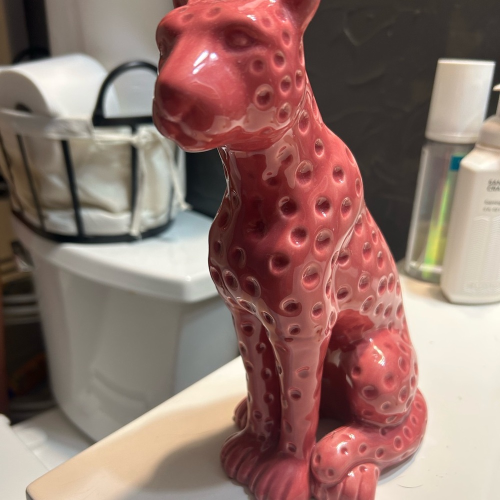 Pink Ceramic Leopard Figurine